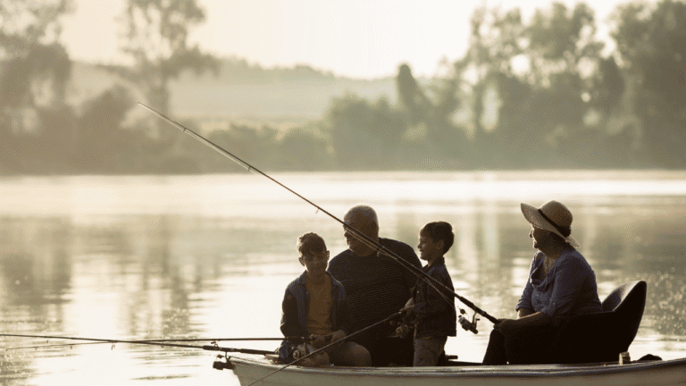 family fishing with grandparents